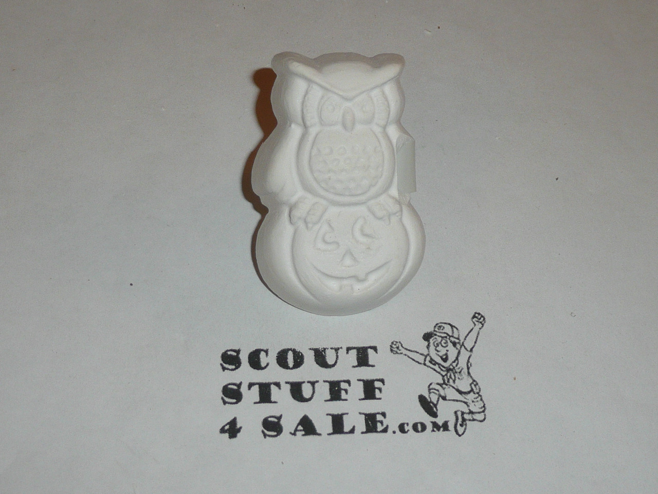 Pumpkin with Owl Plaster Neckerchief Slide, unpainted, Great for Cub or Boy Scout Project