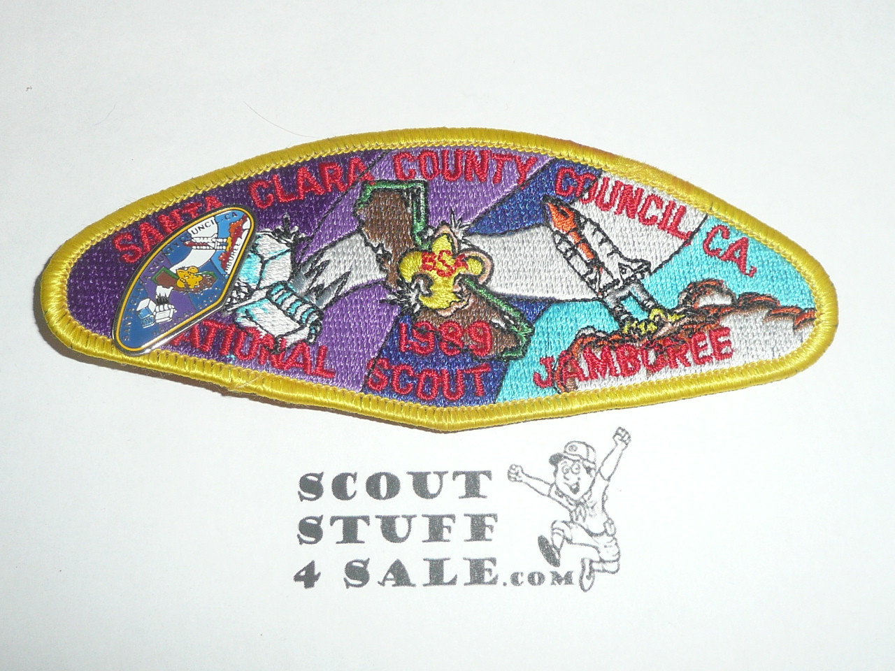 1989 National Jamboree JSP - Santa Clara Council with Contingent Pin, yellow