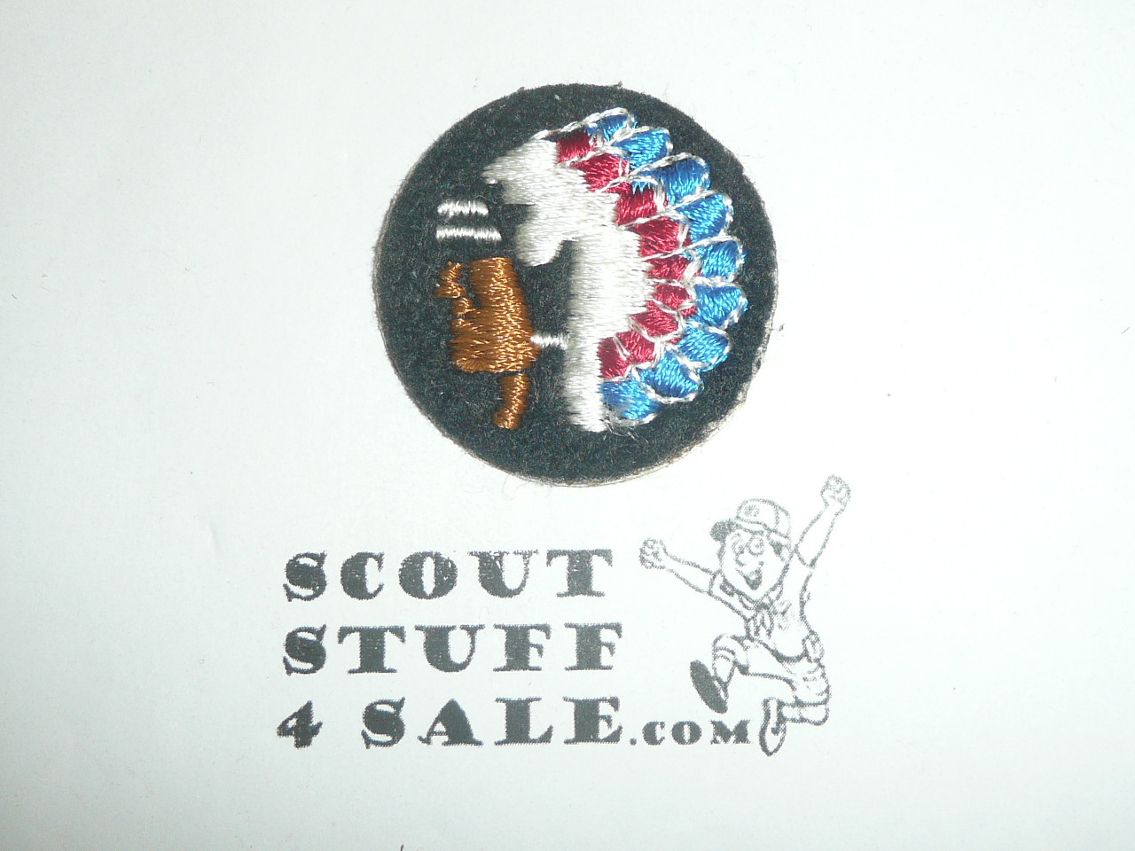 Embroidered Indian Chief on Felt Patch with Sticker Back, used by Order of the Arrow Lodge Canalino #90