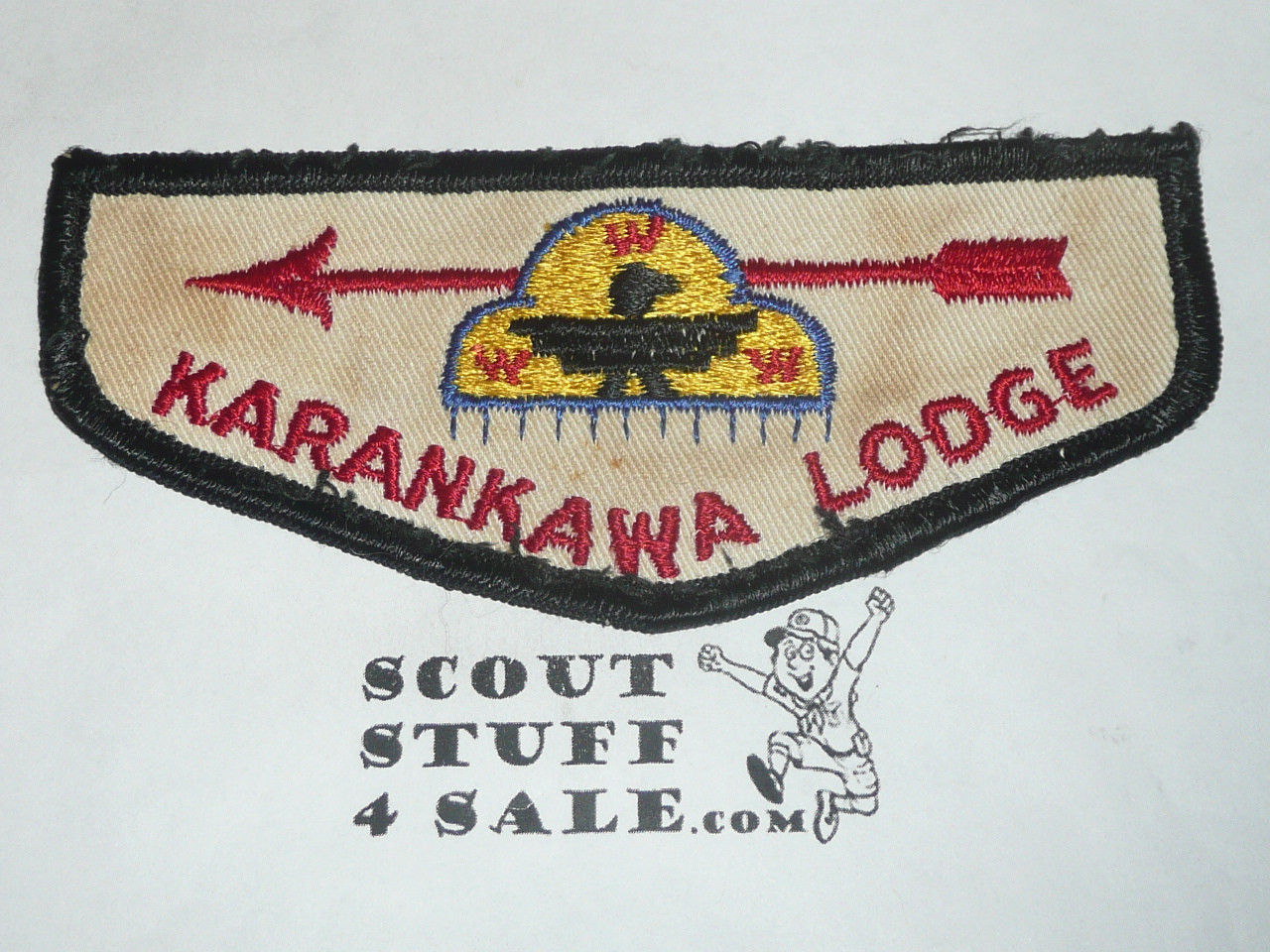 Order of the Arrow Lodge #307 Karankawa f3 Flap Patch, sewn with some twill discoloration but still stiff