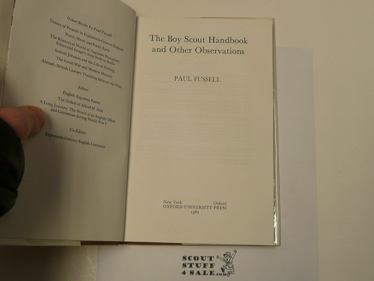 The Boy Scout Handbook and other Observations, by Paul Fussell, 1982, hardbound with dust jacket