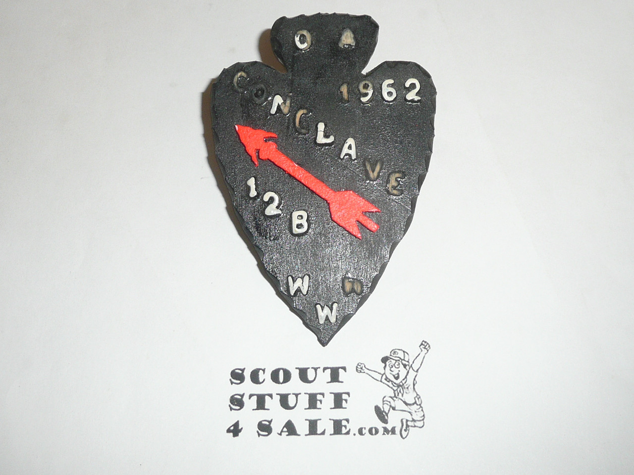 Section / Area 12-B Order of the Arrow Conference Neckerchief Slide, 1962, shows wear
