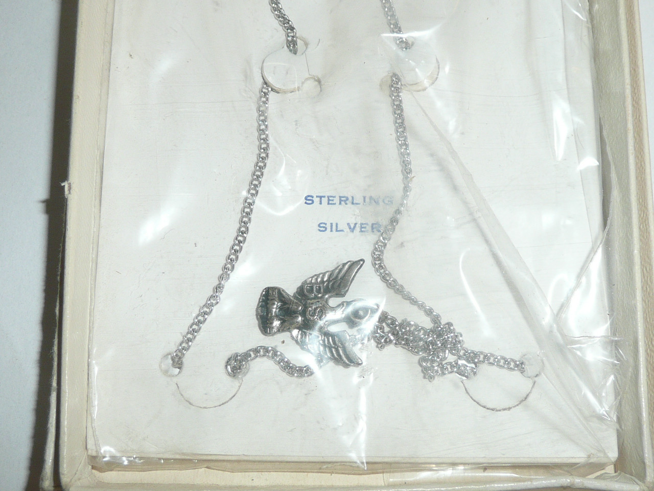 Eagle Scout Charm on Necklace, STERLING Silver, BSA on Chest, National Issue, New in Box