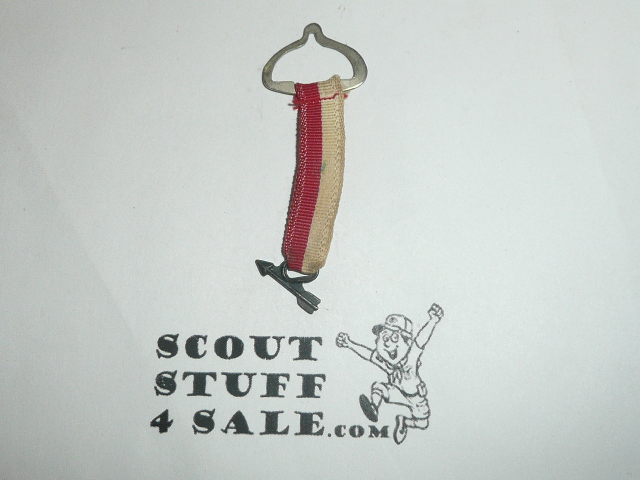 Order of the Arrow Drop Ribbon with Notched button attachment, lite use