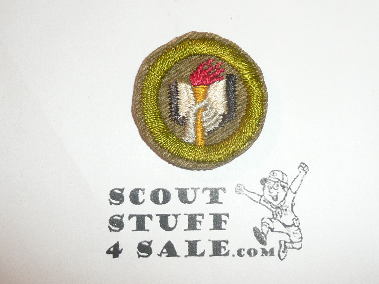 Scholarship - Type C -  Tan Crimped Merit Badge (1936-1946)