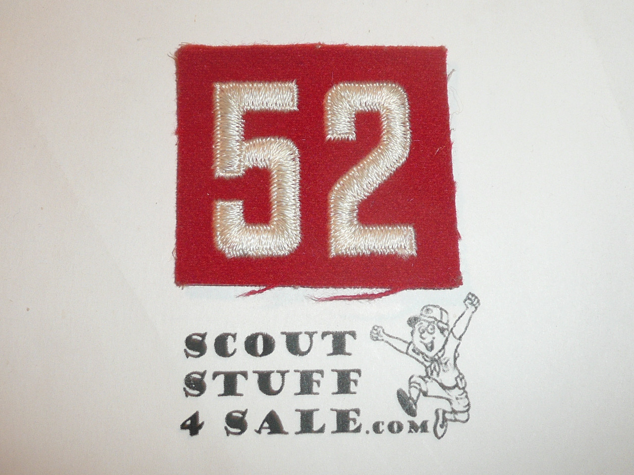 1940's Red Troop Numeral "52", felt, gauze back, Unused