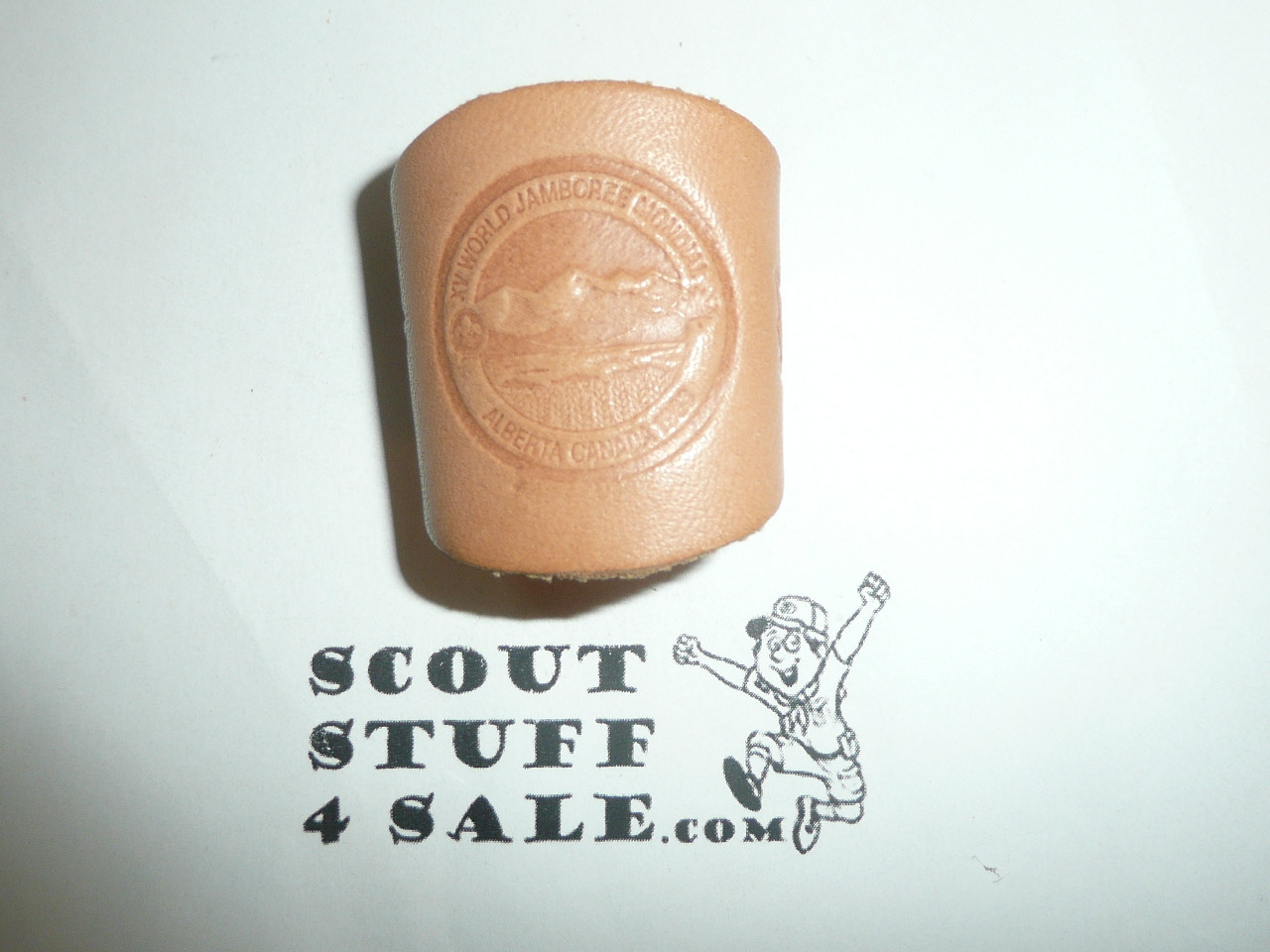 1983 Boy Scout World Jamboree Leather Neckerchief Slide