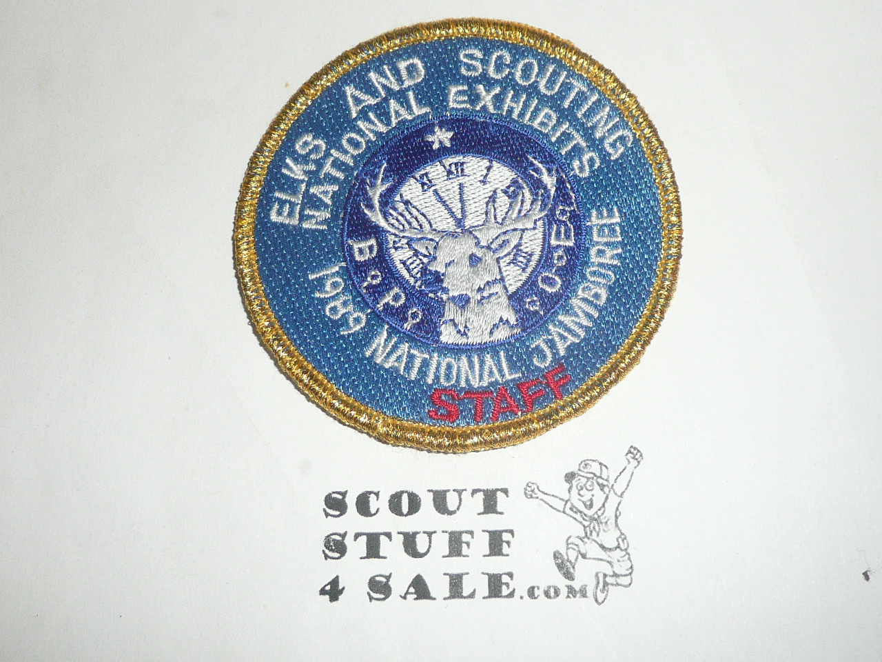 1989 National Jamboree Elks and Scouting Staff Patch, gold mylar