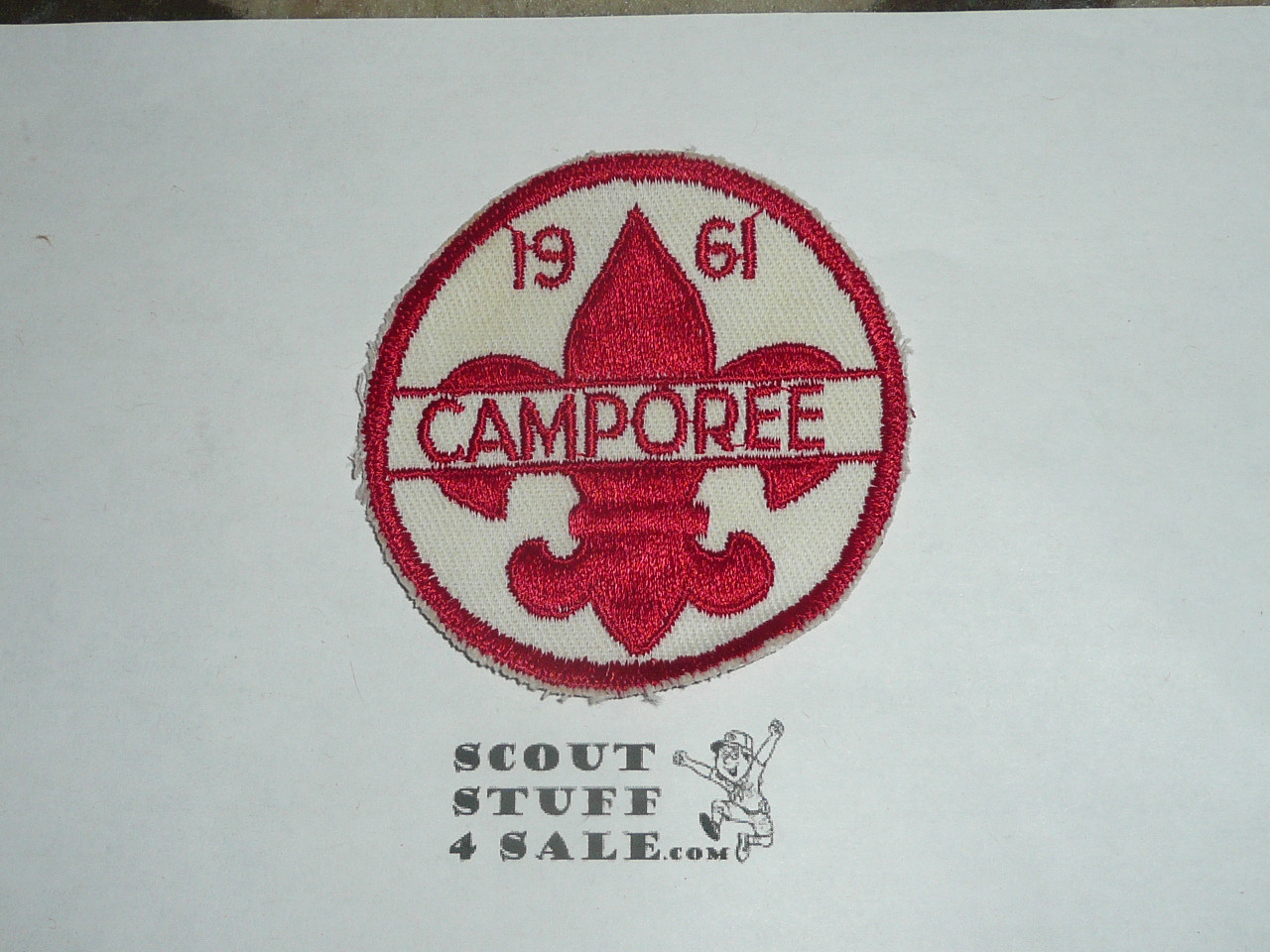 1961 Camporee Patch, Generic BSA issue, wht twill, red c/e bdr, lite use