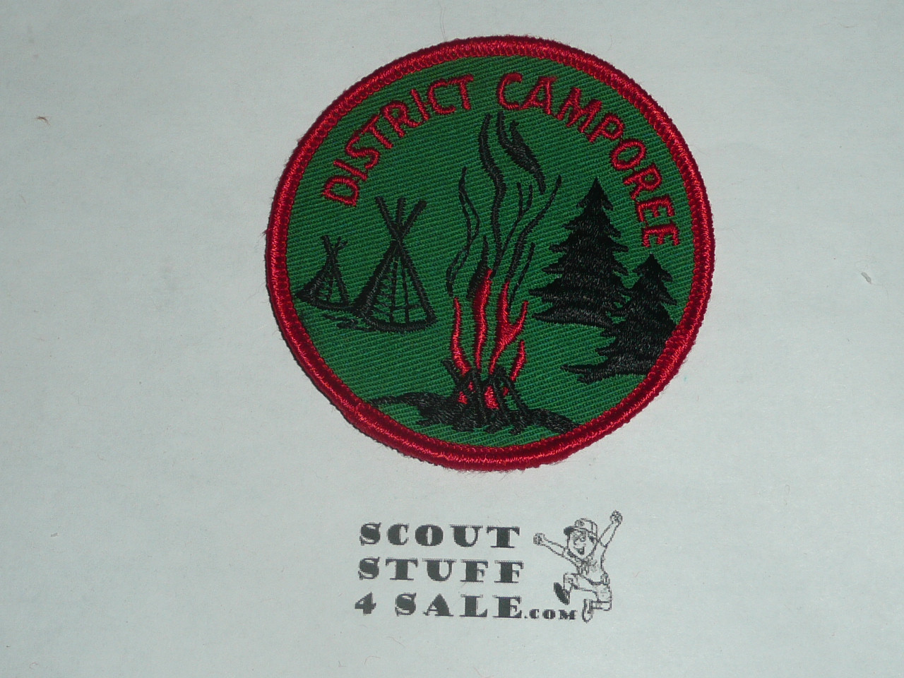 District Camporee Patch, Generic BSA issue, grn twill, red r/e bdr, sewn