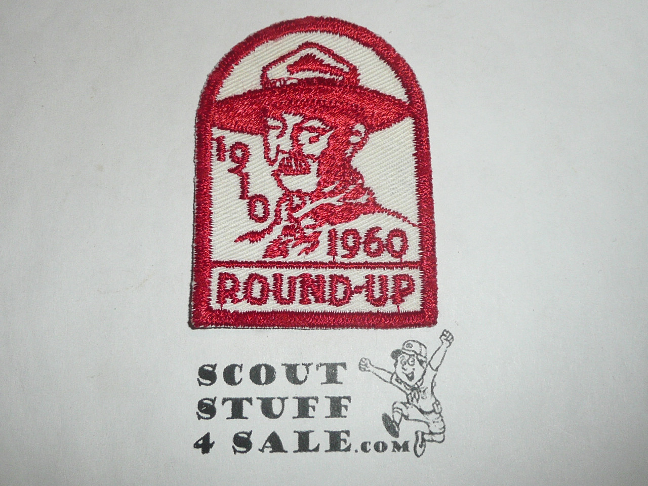 1960 Round-up Patch, Generic BSA issue, white twill, red c/e bdr, Baden Powell