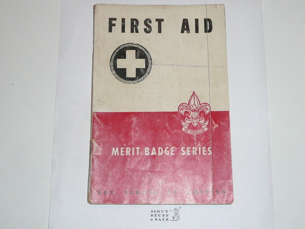 First Aid Merit Badge Pamphlet, Type 5, Red/Wht Cover, 1-49 Printing