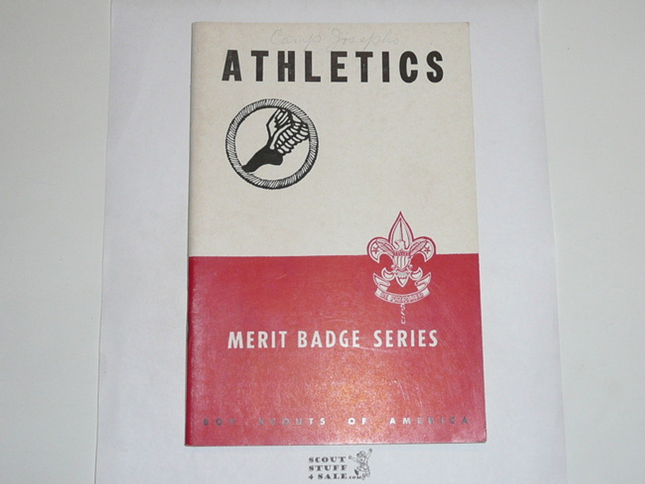 Athletics Merit Badge Pamphlet, Type 5, Red/Wht Cover, 5-52 Printing