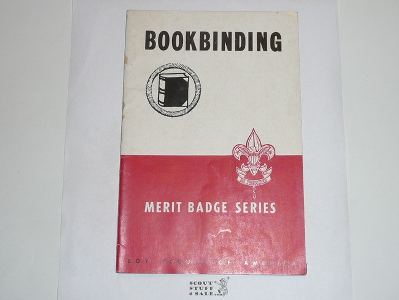 Bookbinding Merit Badge Pamphlet, Type 5, Red/Wht Cover, 8-48 Printing