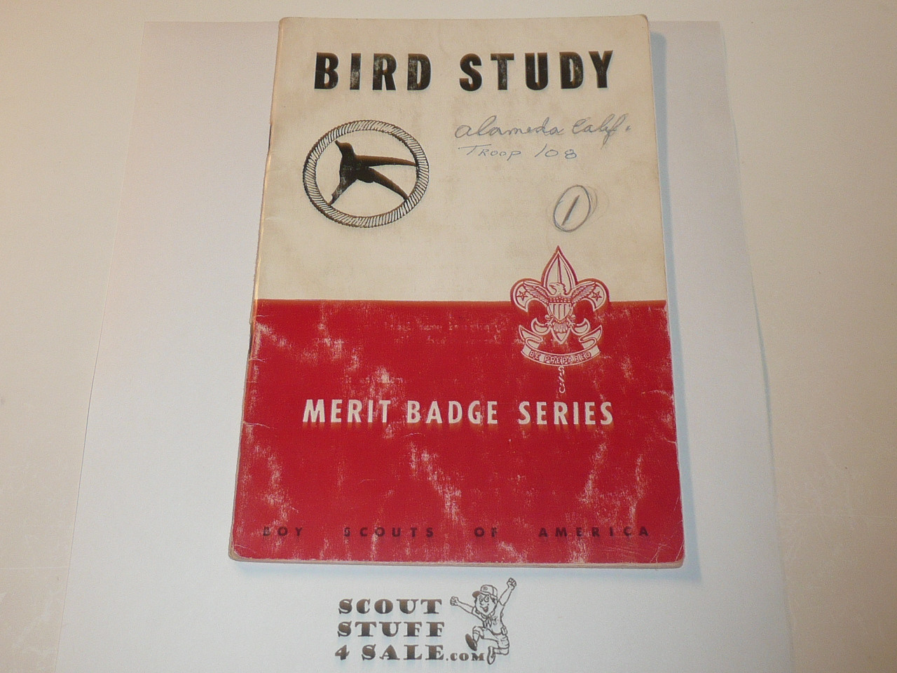 Bird Study Merit Badge Pamphlet, Type 5, Red/Wht Cover, 9-49 Printing