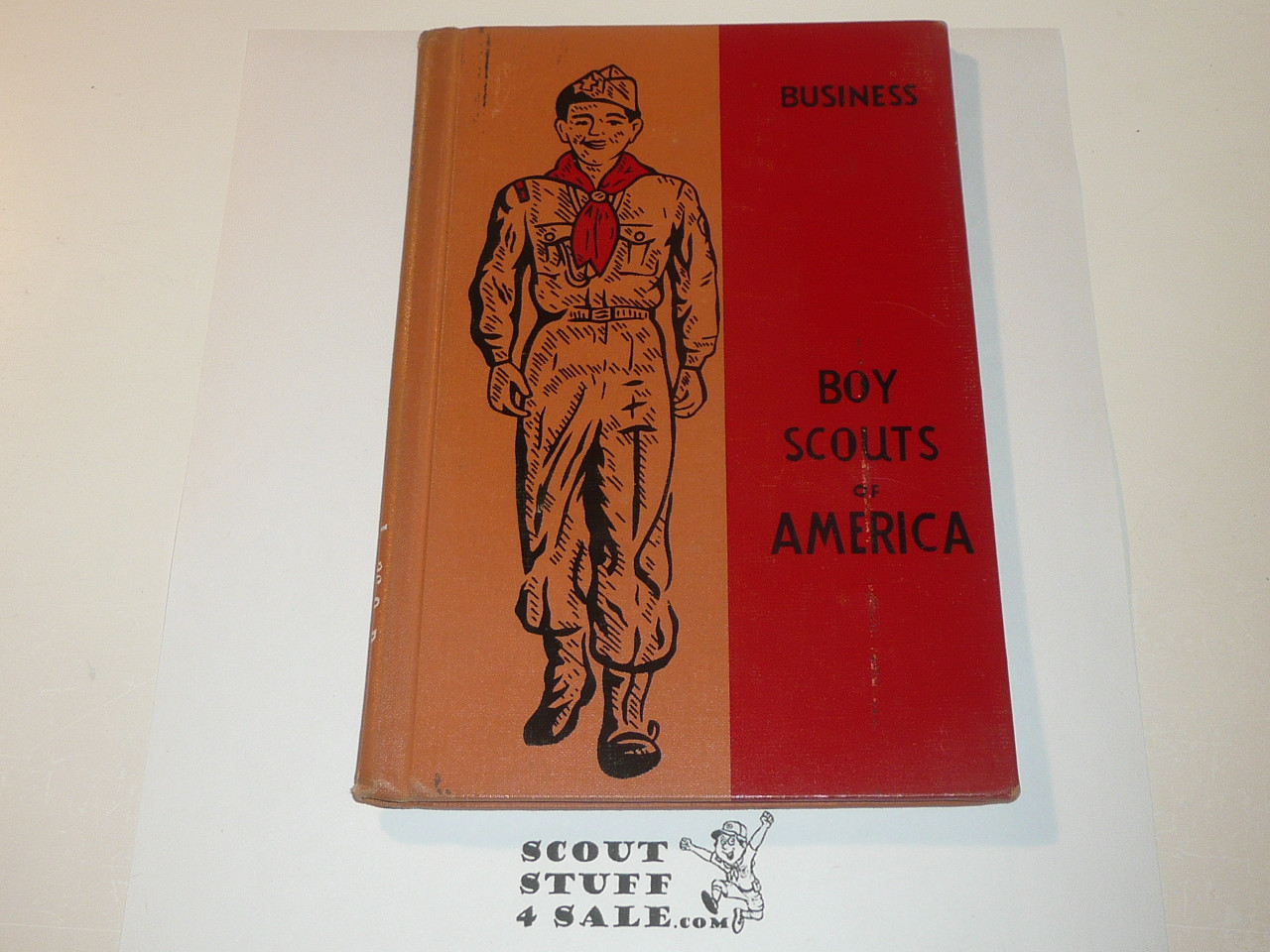 Business Library Bound Merit Badge Pamphlet, Type 6, Picture Top Red Bottom Cover, 3-58 Printing