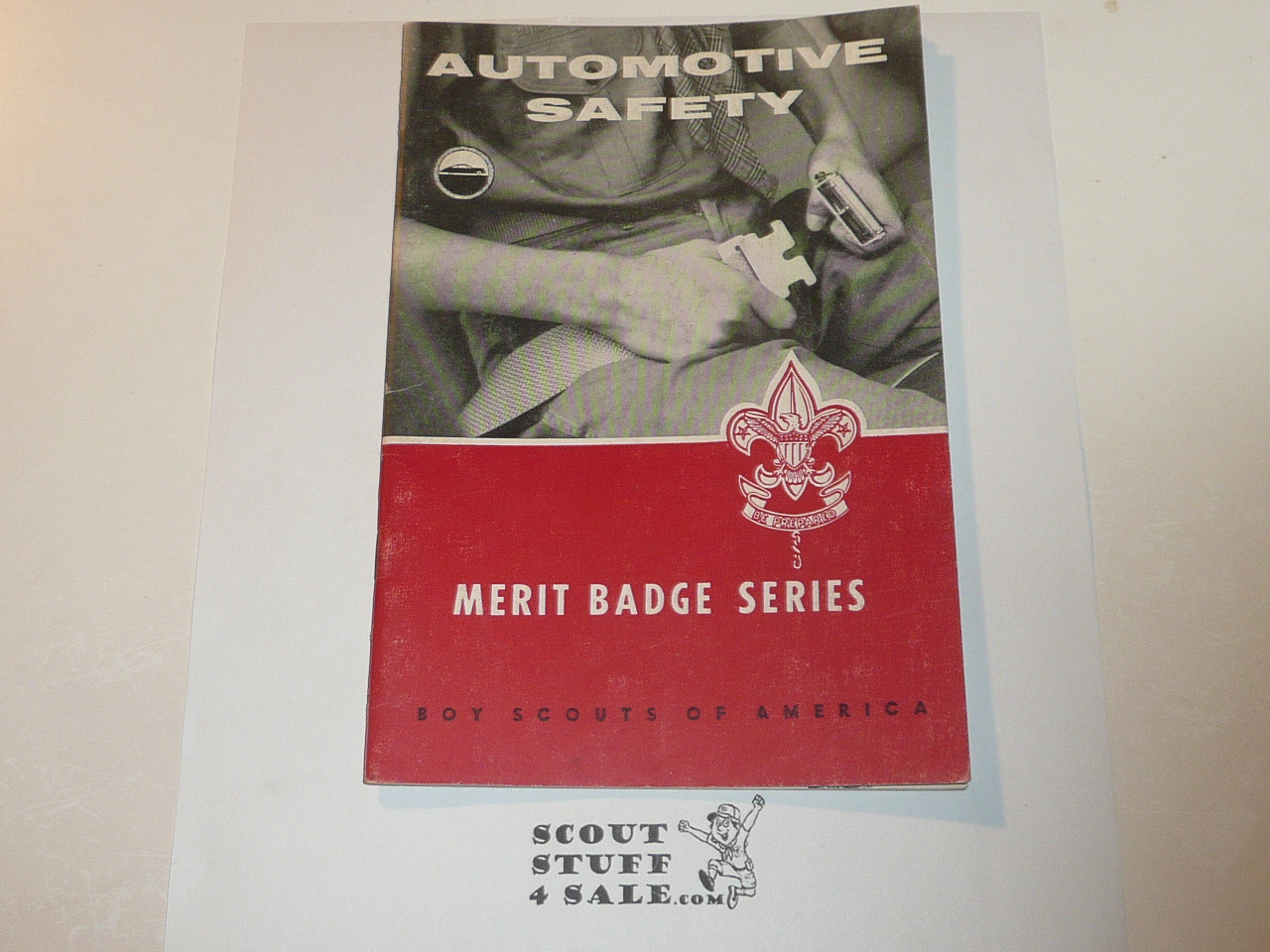 Automotive Safety Merit Badge Pamphlet, Type 6, Picture Top Red Bottom Cover, 1-64 Printing