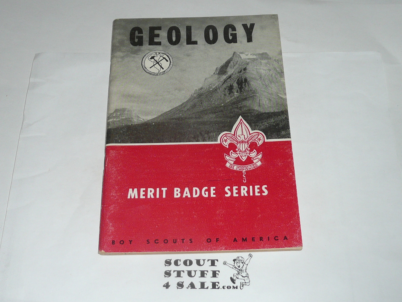 Geology Merit Badge Pamphlet, Type 6, Picture Top Red Bottom Cover, 6-55 Printing