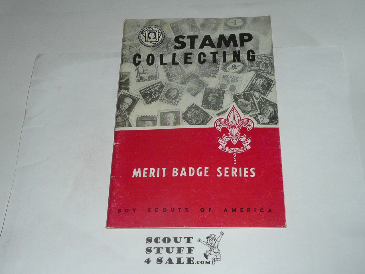 Stamp Collecting Merit Badge Pamphlet, Type 6, Picture Top Red Bottom Cover, 3-64 Printing