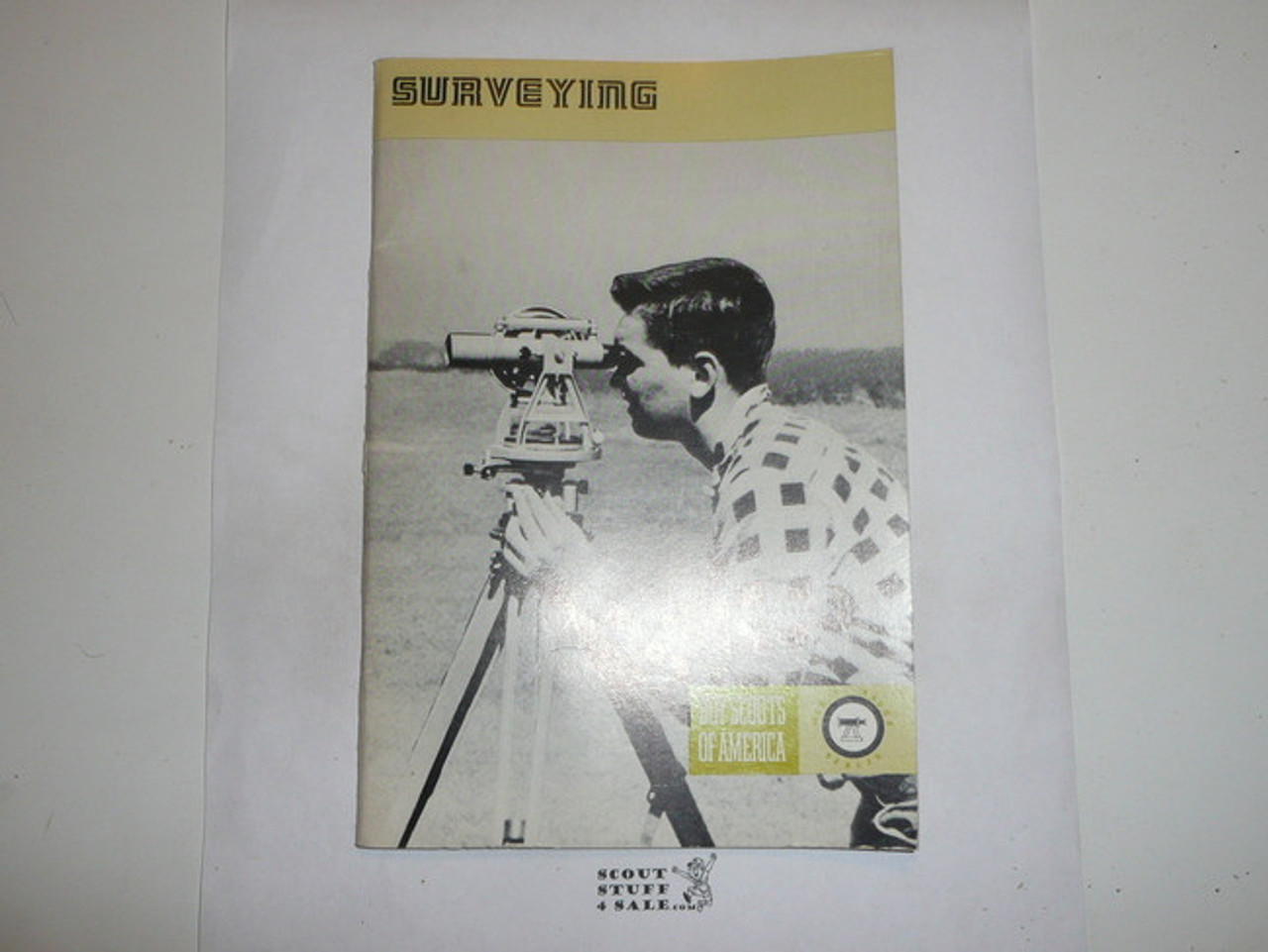 Surveying Merit Badge Pamphlet, Type 8, Green Band Cover, 6-76 Printing