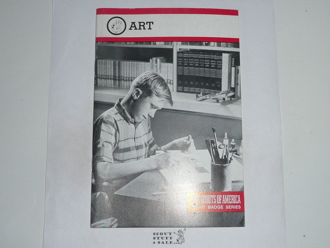 Art Merit Badge Pamphlet, Type 9, Red Band Cover, 11-83 Printing