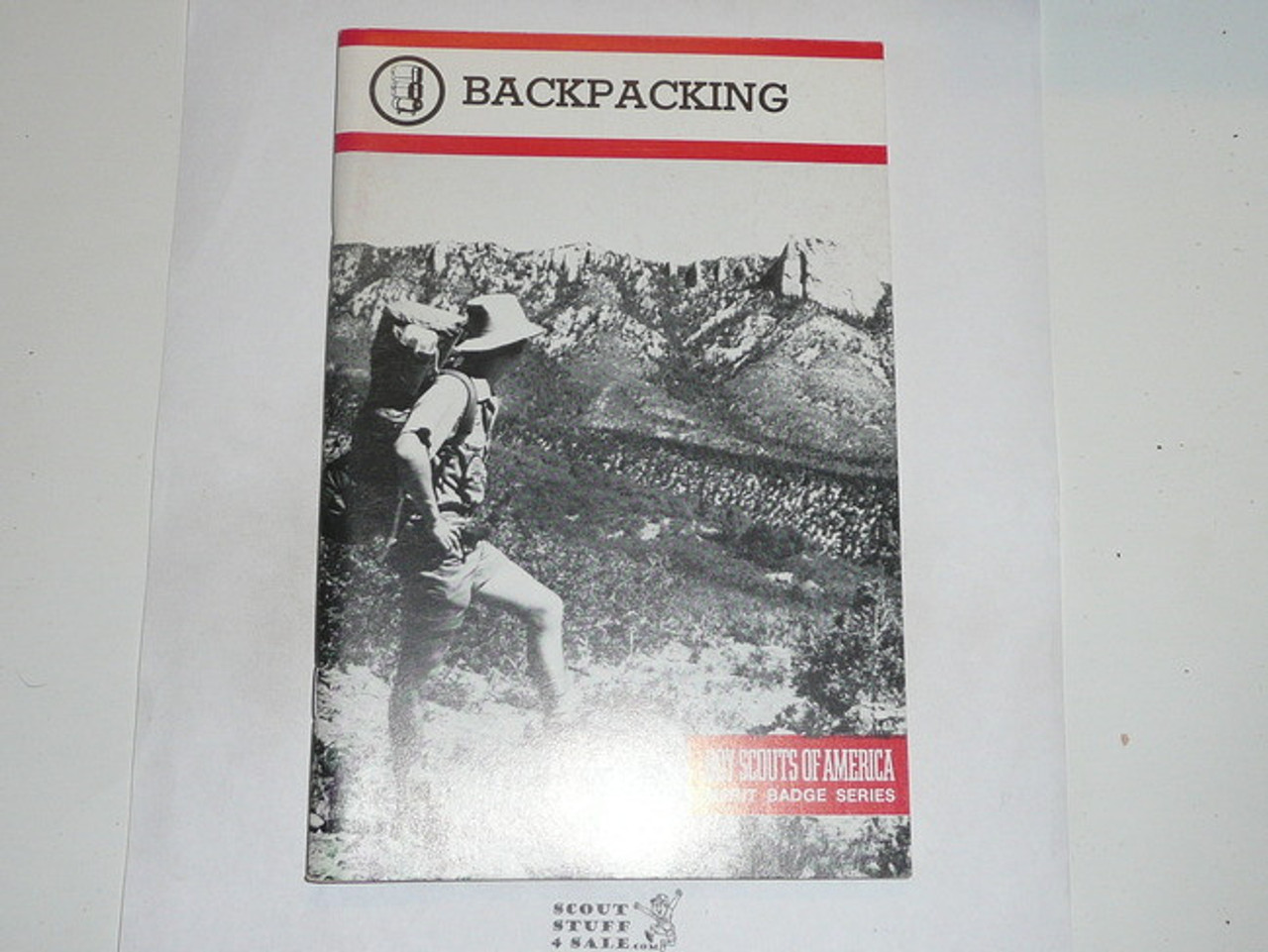 Backpacking Merit Badge Pamphlet, Type 9, Red Band Cover, 1-89 Printing