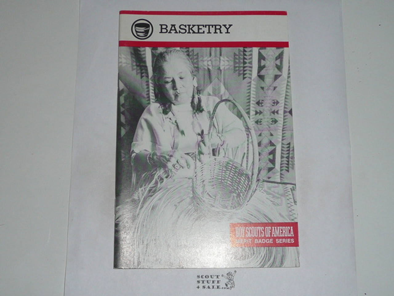 Basketry Merit Badge Pamphlet, Type 9, Red Band Cover, 4-86 Printing