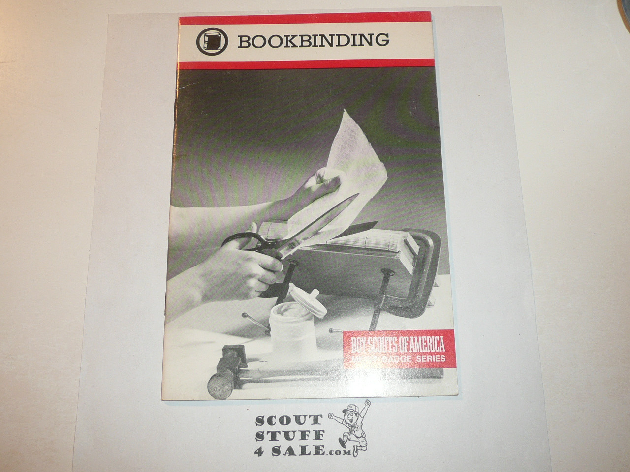 Bookbinding Merit Badge Pamphlet, Type 9, Red Band Cover, 11-86 Printing