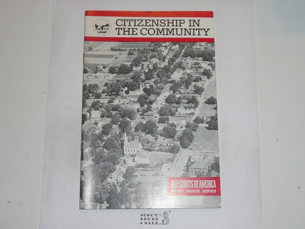 Citizenship in the Community Merit Badge Pamphlet, Type 9, Red Band Cover, 3-81 Printing