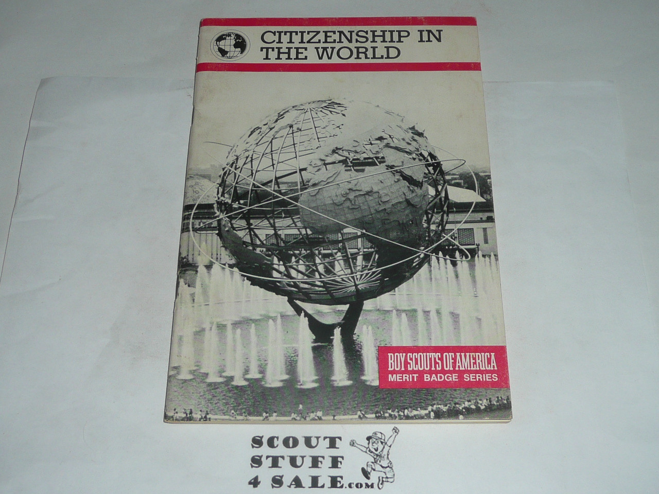 Citizenship in the World Merit Badge Pamphlet, Type 9, Red Band Cover, 3-85 Printing