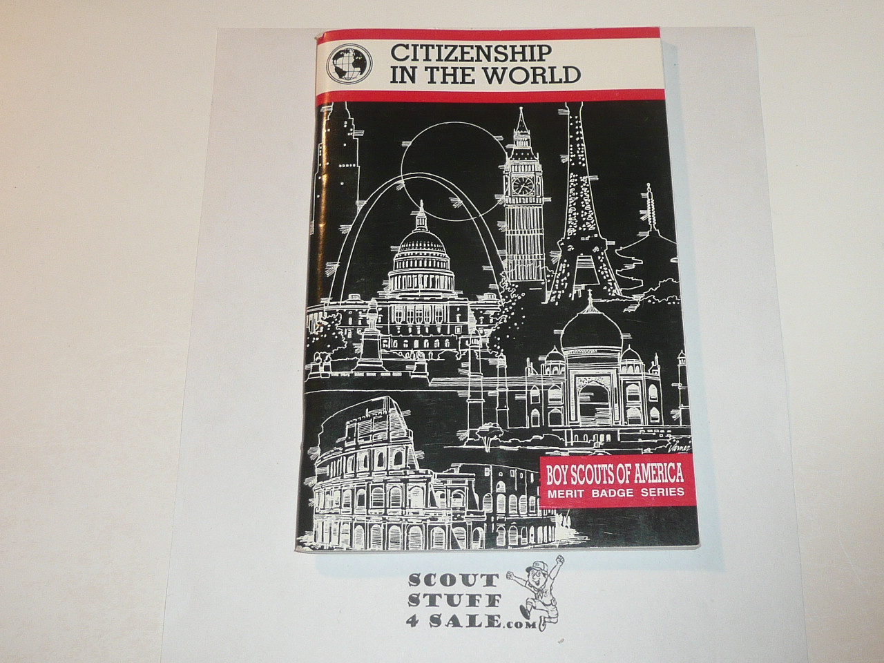 Citizenship in the World Merit Badge Pamphlet, Type 9, Red Band Cover, 2001 Printing