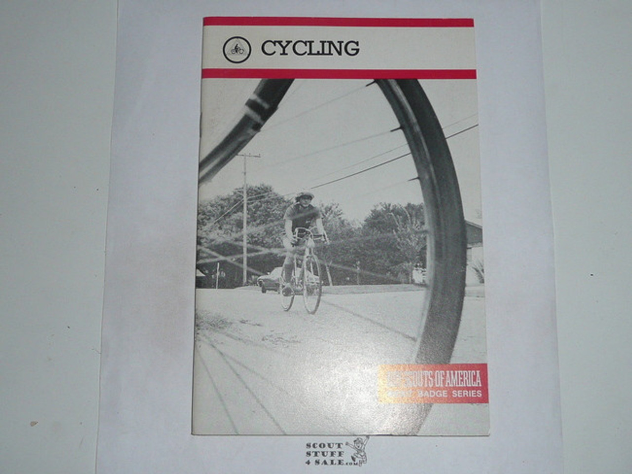 Cycling Merit Badge Pamphlet, Type 9, Red Band Cover, 10-86 Printing