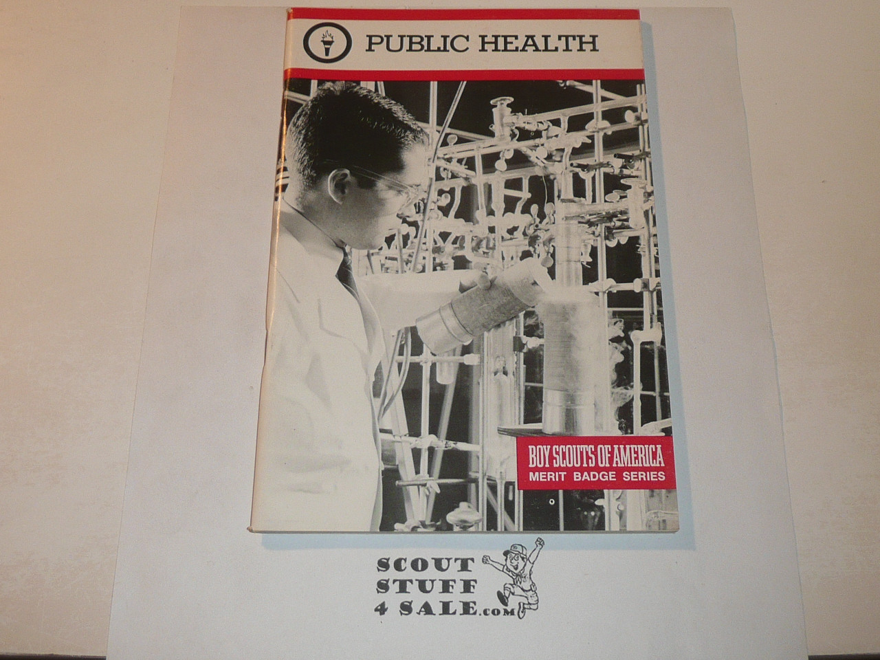 Public Health Merit Badge Pamphlet, Type 9, Red Band Cover, 7-83 Printing