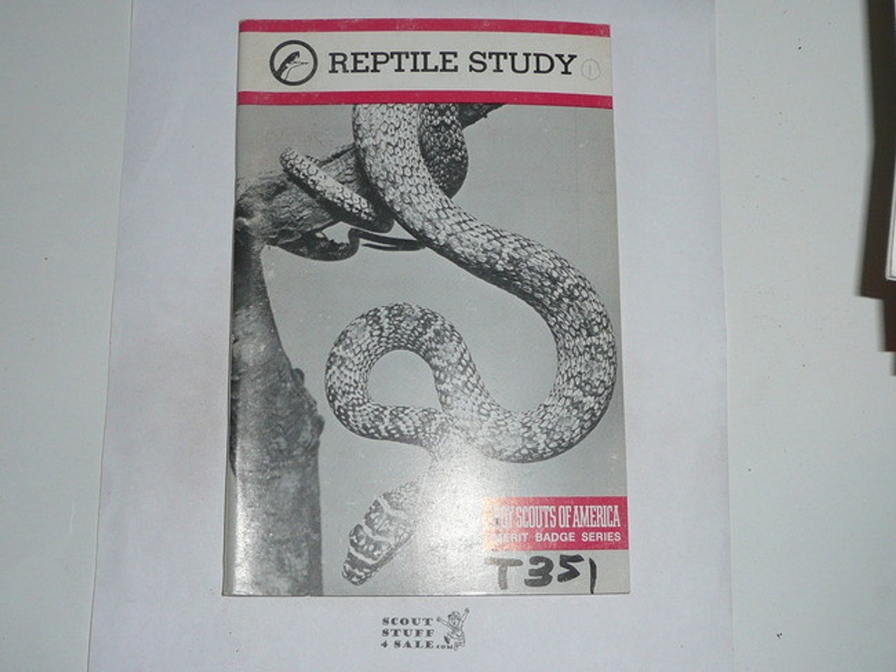 Reptile Study Merit Badge Pamphlet, Type 9, Red Band Cover, 4-86 Printing