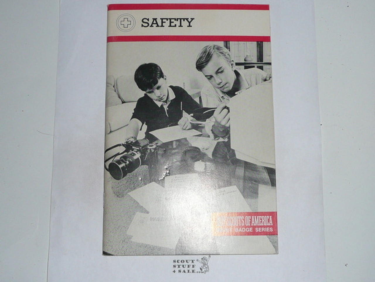 Safety Merit Badge Pamphlet, Type 9, Red Band Cover, 8-88 Printing