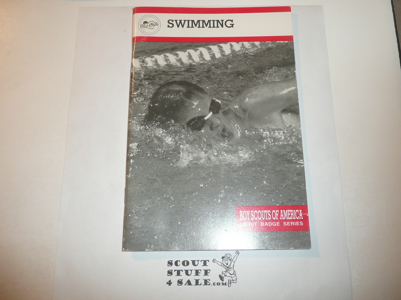 Swimming Merit Badge Pamphlet, Type 9, Red Band Cover, 1998 Printing