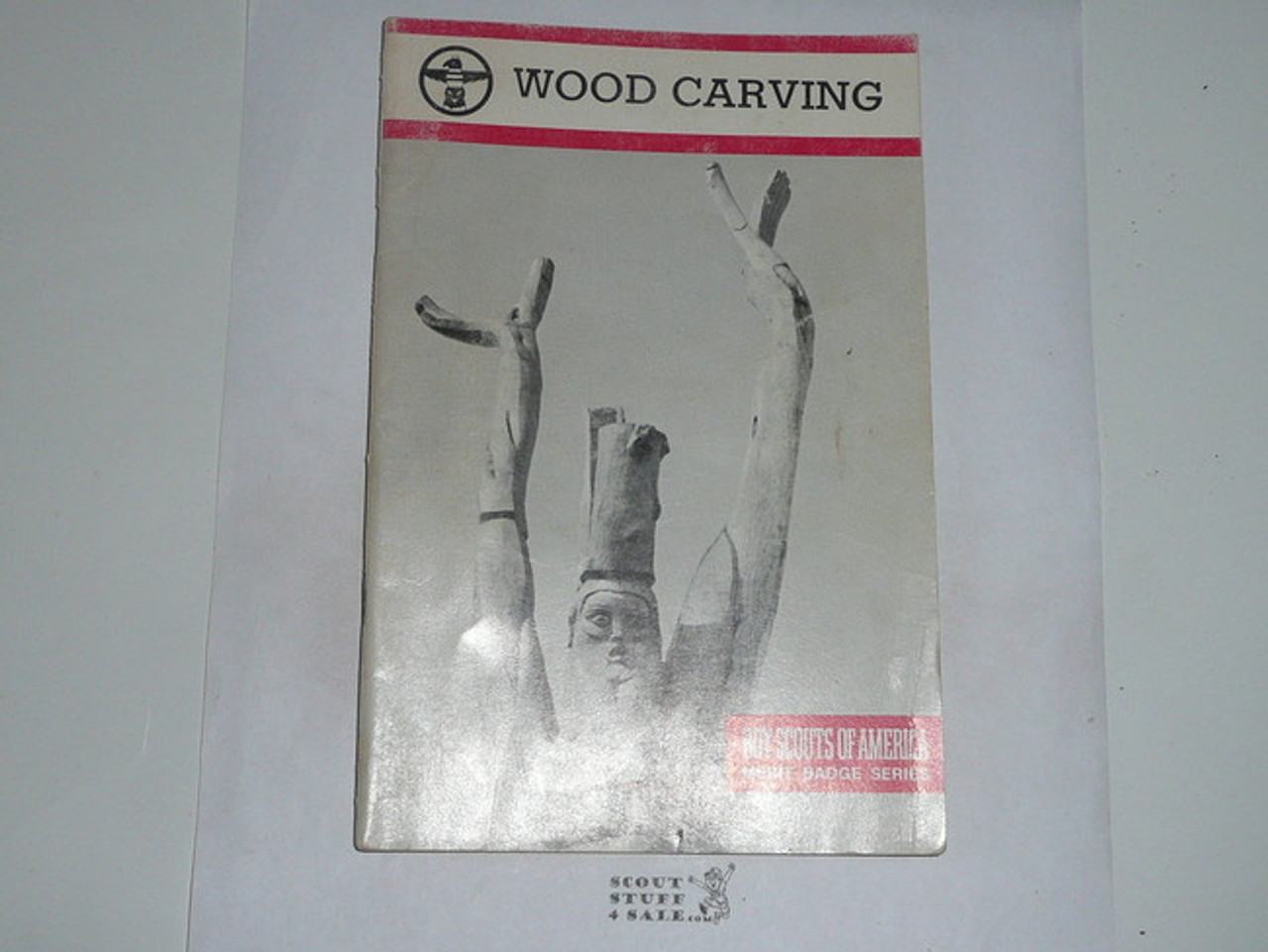 Woodcarving Merit Badge Pamphlet, Type 9, Red Band Cover, 3-83 Printing, used