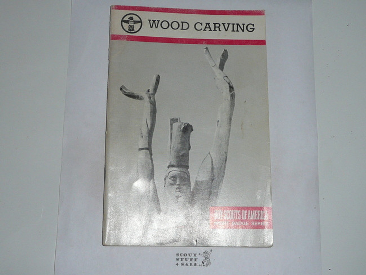 Woodcarving Merit Badge Pamphlet, Type 9, Red Band Cover, 2-85 Printing