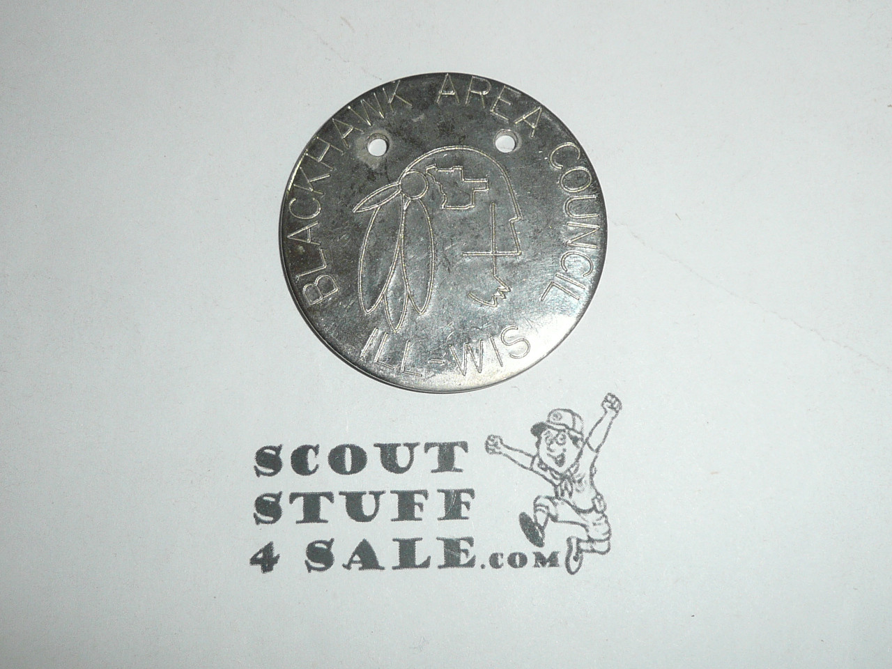 1977 National Jamboree Coin / Token from Blackhawk Area Council, Chrome color