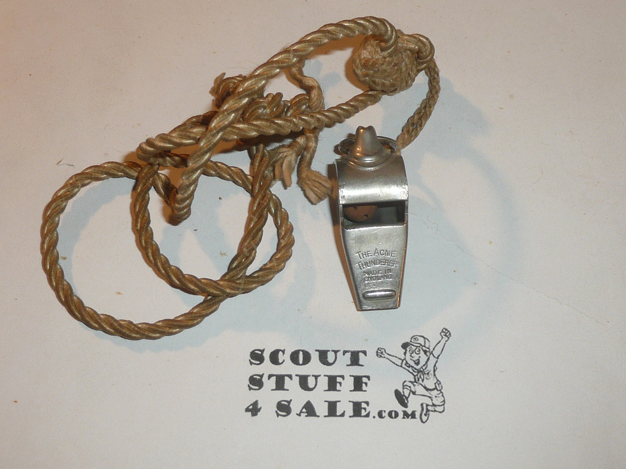 Acme Thunderer Whistle, Made in England, with neck cord