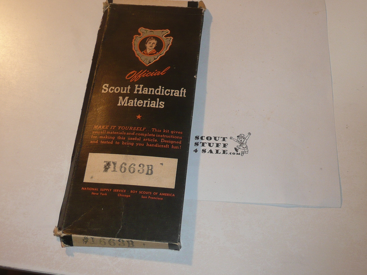 1950's Boy Scout Leather Handicraft Wallet Project, new in box with all materials