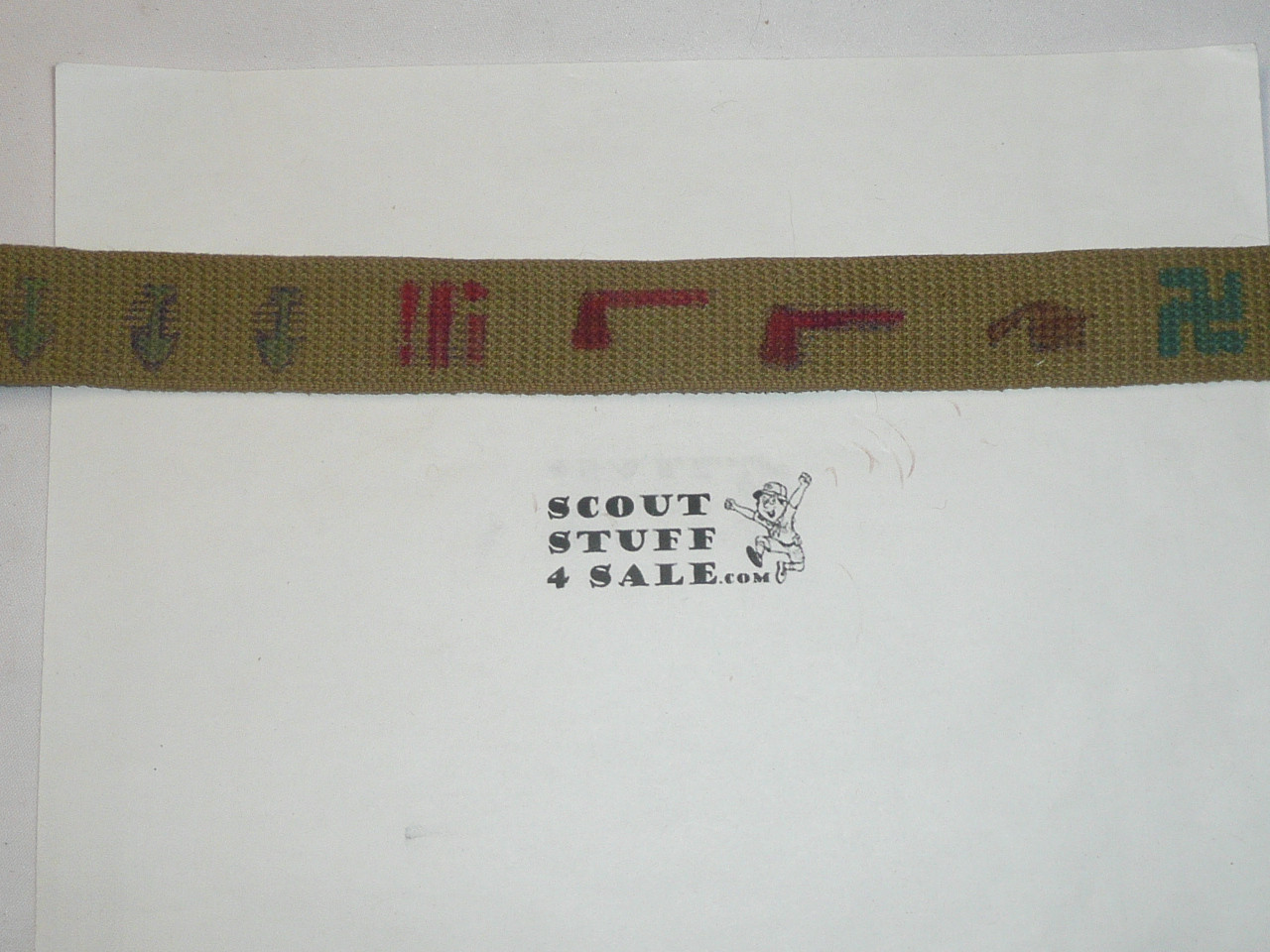 1950's Boy Scout Friction Belt and Buckle, camp achievements on webbed belt