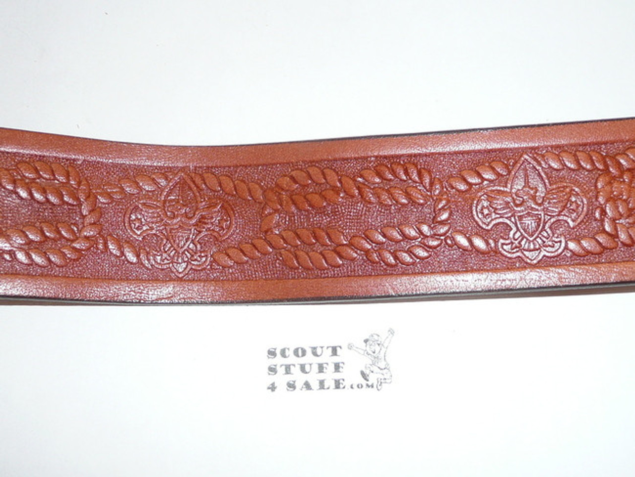 Official Boy Scout Tooled Leather Belt, 32" waist, lite use
