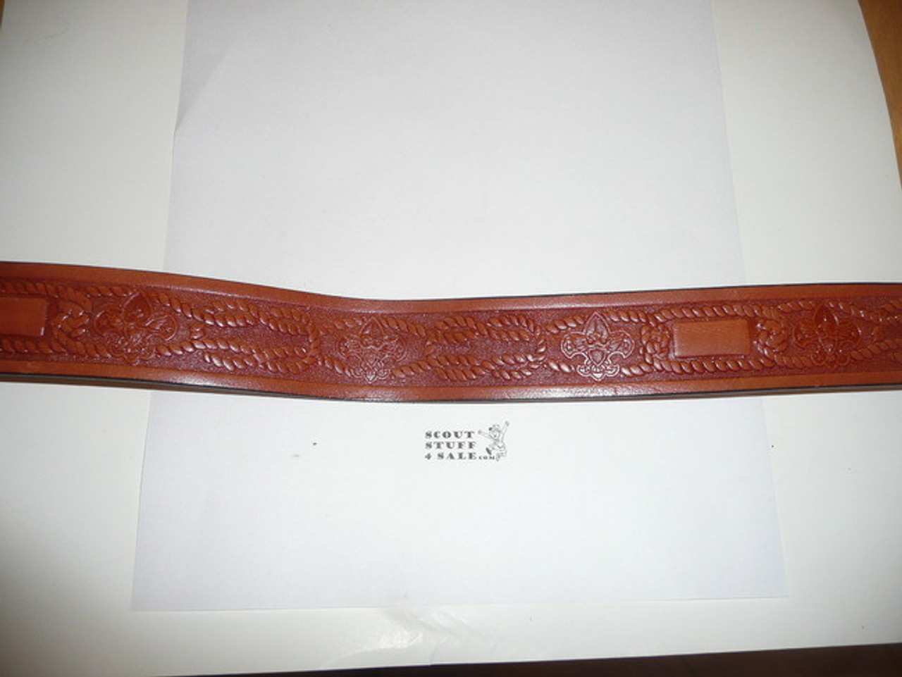 Official Boy Scout Tooled Leather Belt, 32" waist, lite use