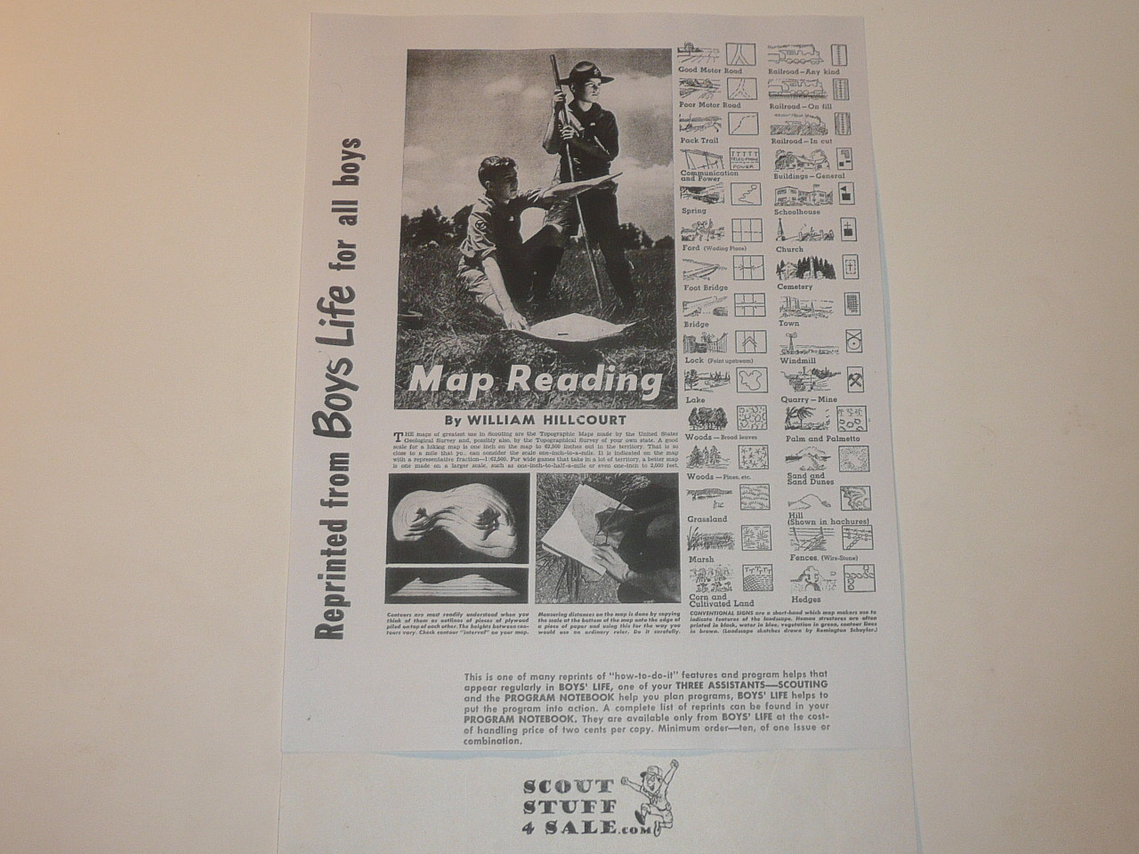 Map Reading, By Green Bar Bill, Boys' Life Single Topic Reprint from the 1950's - 1960's , written for Scouts, great teaching materials