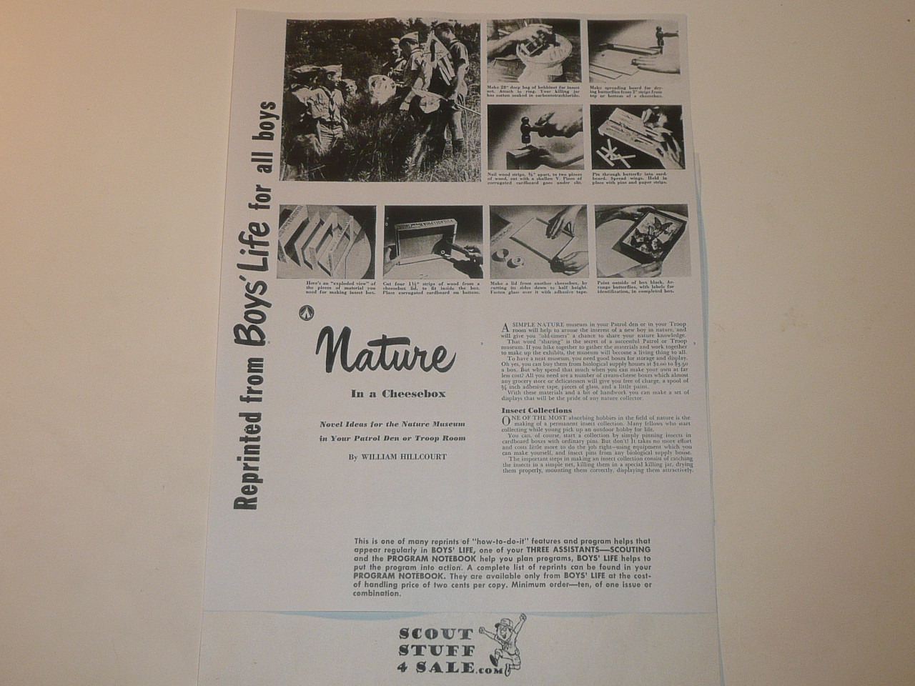 Nature Displays, By Green Bar Bill, Boys' Life Single Topic Reprint from the 1950's - 1960's , written for Scouts, great teaching materials