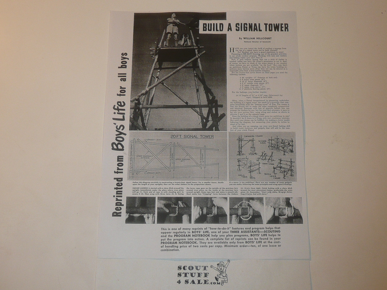 Signal Tower, By Green Bar Bill, Boys' Life Single Topic Reprint from the 1950's - 1960's , written for Scouts, great teaching materials