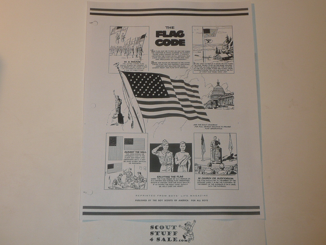 The Flag Code, Boys' Life Single Topic Reprint from the 1950's - 1960's , written for Scouts, great teaching materials