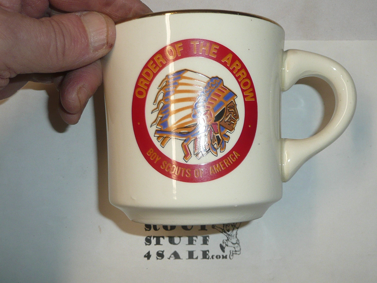 Order of the Arrow 1960's Indian Head Logo Mug, National Issue, larger logo