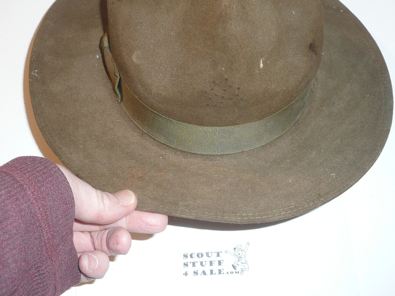 Official Boy Scout Campaign Hat (Smokey the Bear hat), size 6 5/8, some wear and has 2 holes